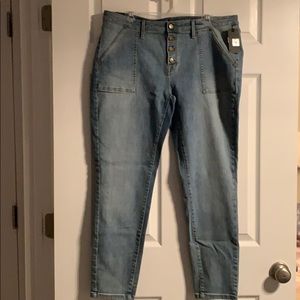 Multi-Button Straight Jeans